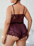 Burgundy Lace Romper Set